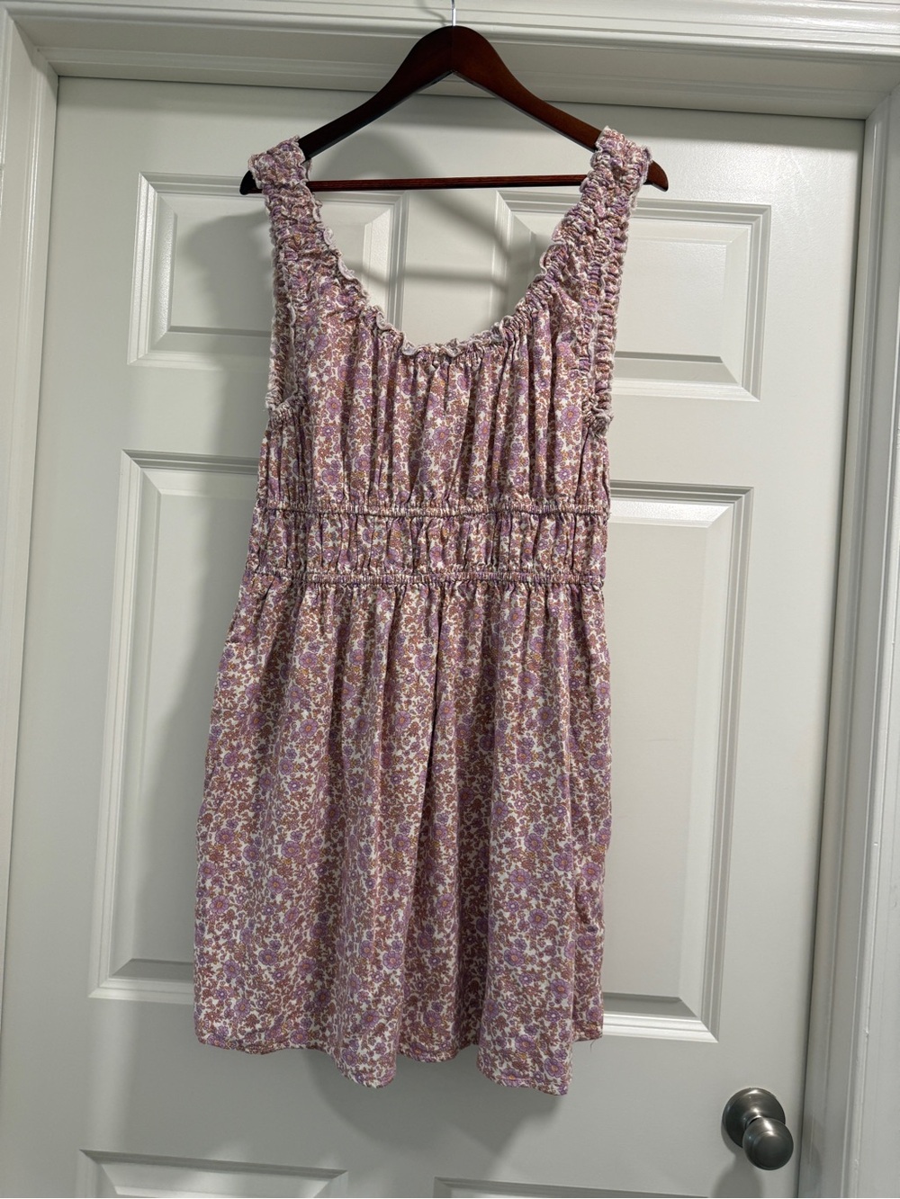 American Eagle Outfitters Pink and Purple Floral Smocked dress